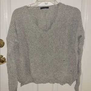 Grey Brandy Melville V-Neck Sweater
